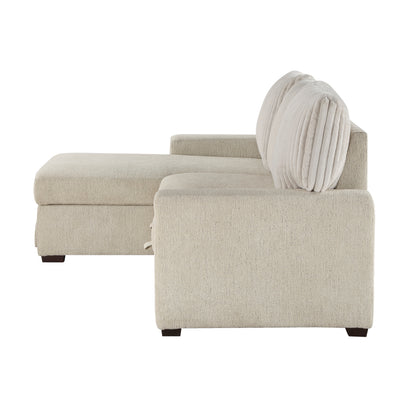 Homelegance Gallatin Sectional Sofa Beige Boucle with Pull-Out Bed 9605BE-2LCRL