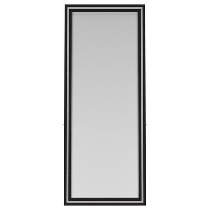 Windrose 28 x 67 Inch Tempered LED Standing Mirror Black