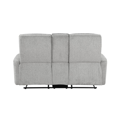 Homelegance Lyndon Gray Reclining Loveseat with Center Console 9610GY-2