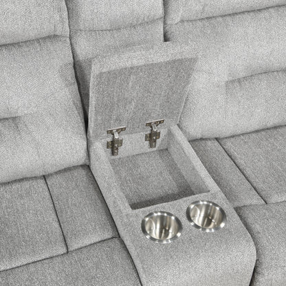 Homelegance Lyndon Gray Reclining Loveseat with Center Console 9610GY-2