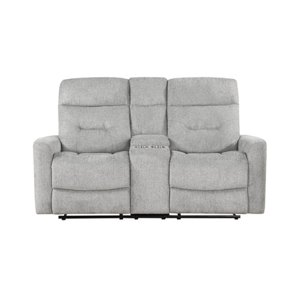 Homelegance Lyndon Gray Reclining Loveseat with Center Console 9610GY-2