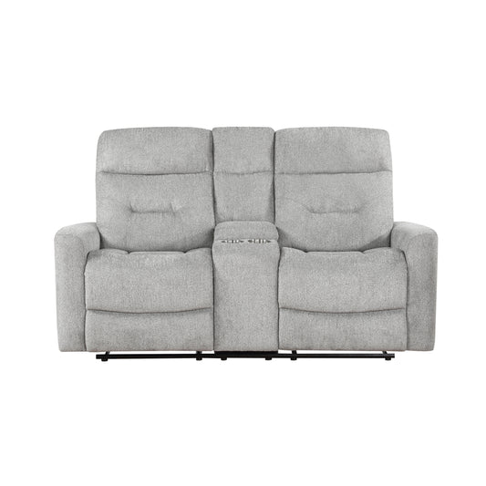 Homelegance Lyndon Gray Reclining Loveseat with Center Console 9610GY-2