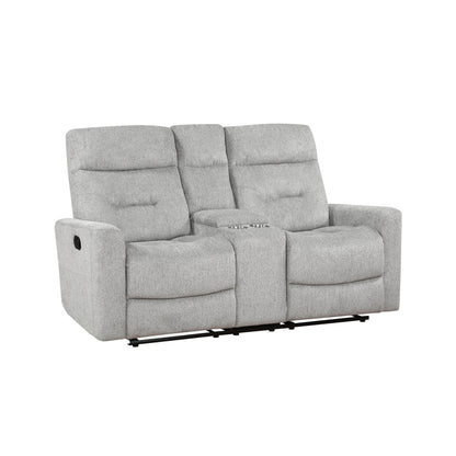 Homelegance Lyndon Gray Reclining Loveseat with Center Console 9610GY-2