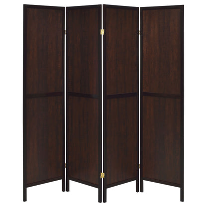 Deepika 4-Panel Room Divider Folding Screen Rustic Tobacco