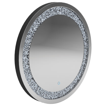 Landar 32 x 32 Inch Round LED Light Wall Mirror Silver