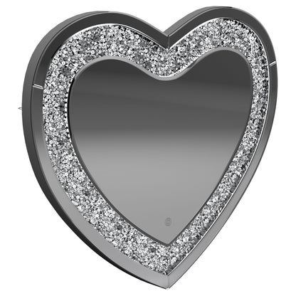 Aiko 36 x 30 Inch Heart Shaped LED Light Wall Mirror Silver