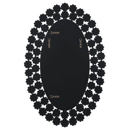 Colleen 31 x 47 Inch Oval Wall Mirror Crystal Flowers Silver