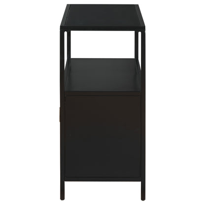 Amherst 2-door Radio Weave Cane Metal Accent Cabinet Black