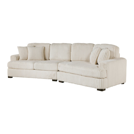 Homelegance 2-Piece Right Cuddler Sectional Sofa in Elegant Beige 9623BE-22LRU