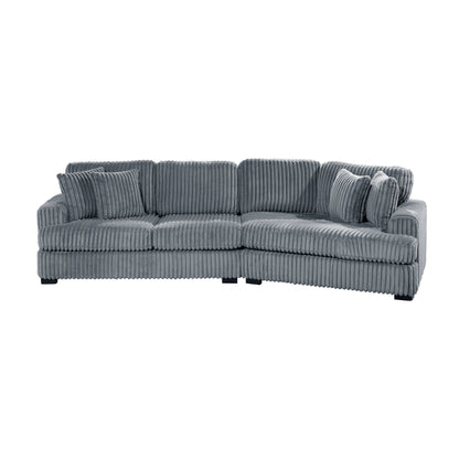 Homelegance 2-Piece Gray Sectional Sofa with Right Cuddler 9623GY-22LRU