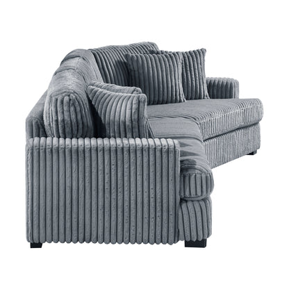 Homelegance 2-Piece Gray Sectional Sofa with Right Cuddler 9623GY-22LRU