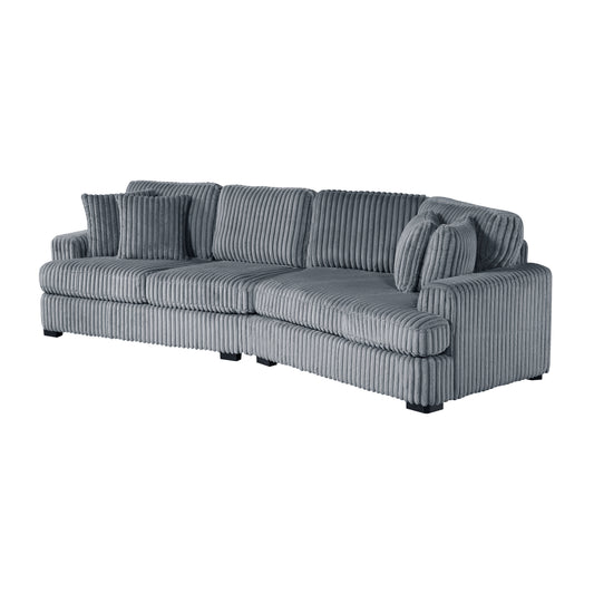 Homelegance 2-Piece Gray Sectional Sofa with Right Cuddler 9623GY-22LRU