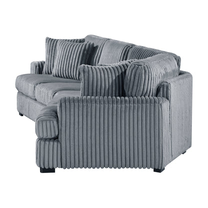 Homelegance 2-Piece Gray Sectional Sofa with Right Cuddler 9623GY-22LRU