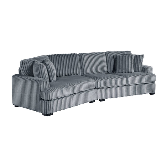 Homelegance Gray 2-Piece Sectional Sofa with Left Cuddler for Ultimate Comfort 9623GY-2LU2R