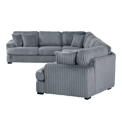 Homelegance Sectional Sofa Gray Fabric 9623GY-42LRU