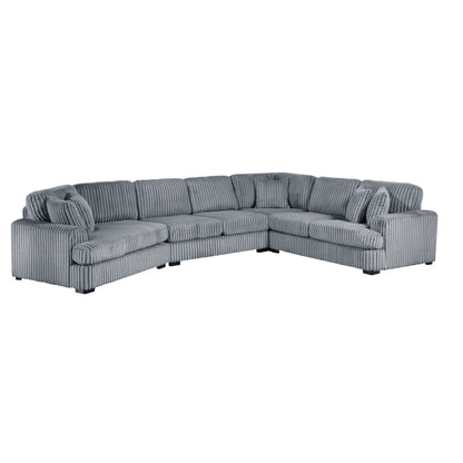 Homelegance Sectional Sofa Gray Fabric 9623GY-4LU2R