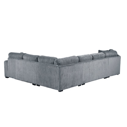 Homelegance Sectional Sofa Gray Fabric 9623GY-4LU2R