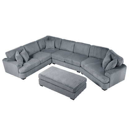 Homelegance Sectional Sofa Gray Fabric 9623GY-52LRU