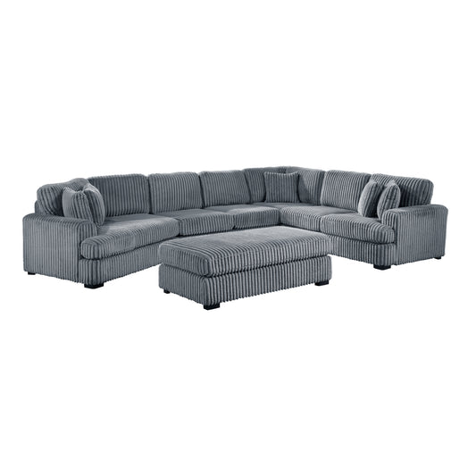 Homelegance Sectional Sofa Gray Fabric 9623GY-5LU2R