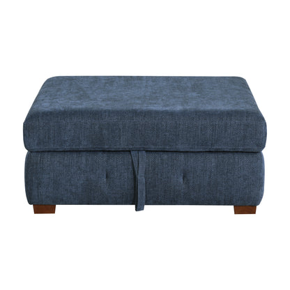 Homelegance Raife Storage Ottoman Blue Chenille Upholstery 9624BU-4