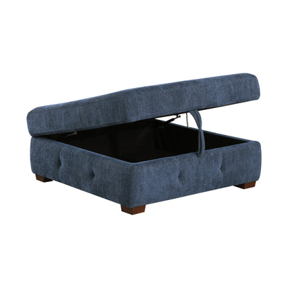 Homelegance Raife Storage Ottoman Blue Chenille Upholstery 9624BU-4