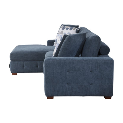 Homelegance Raife Sectional Sofa Blue Chenille with Pull-Out Bed and Storage 9624BU-3LC2R