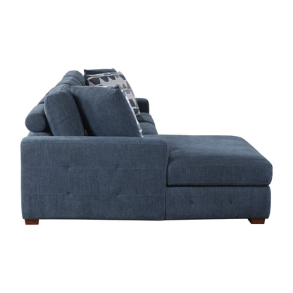 Homelegance Raife Sectional Sofa Blue Chenille with Pull-Out Bed and Storage 9624BU-3LC2R