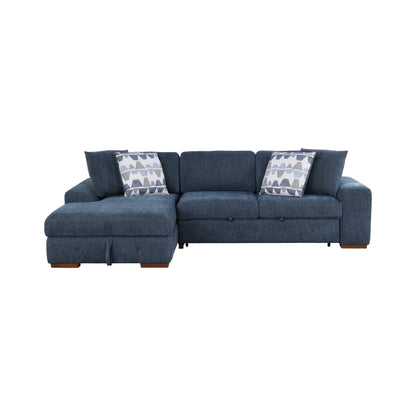 Homelegance Raife Sectional Sofa Blue Chenille with Pull-Out Bed and Storage 9624BU-3LC2R