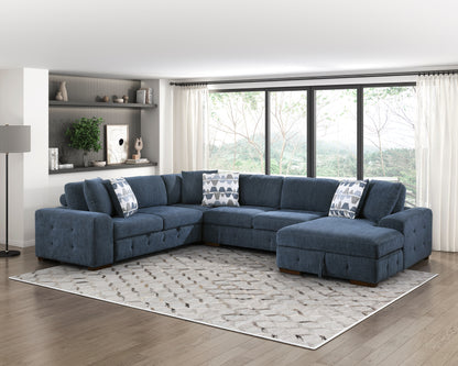 Homelegance Raife Sectional Sofa in Blue 9624BU-42LRC
