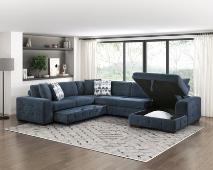 Homelegance Raife Sectional Sofa in Blue 9624BU-42LRC