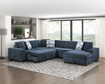 Homelegance Raife Sectional Sofa in Blue 9624BU-42LRC