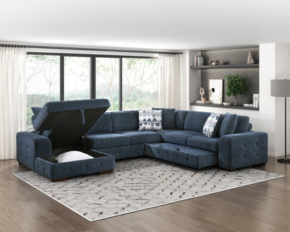 Homelegance Raife Sectional Sofa in Blue 9624BU-42RLC