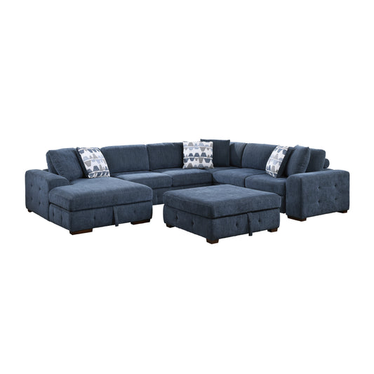 Homelegance Raife Sectional Sofa in Blue 9624BU-5LC2R