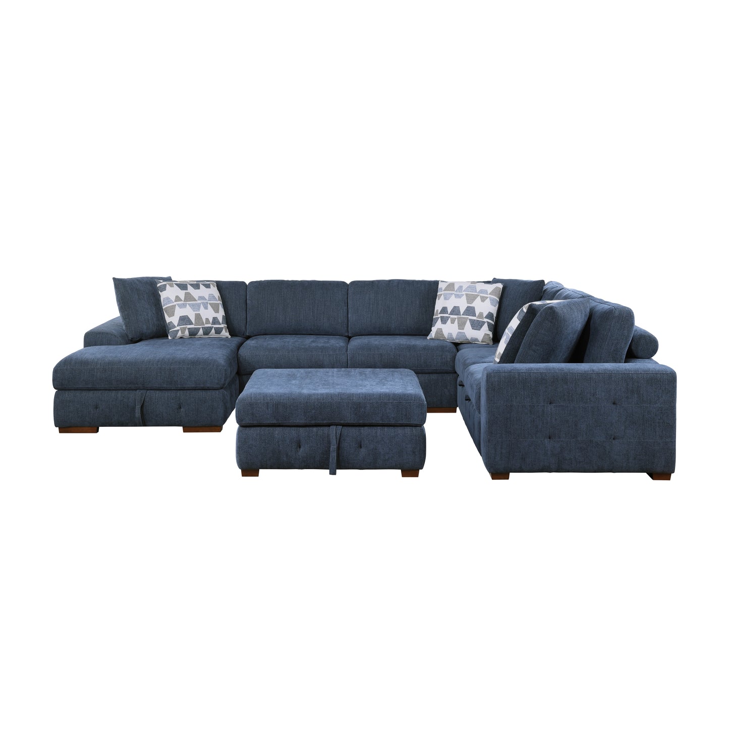 Homelegance Raife Sectional Sofa in Blue 9624BU-5LC2R