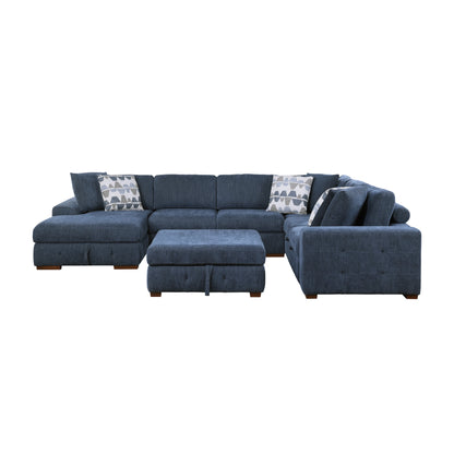 Homelegance Raife Sectional Sofa in Blue 9624BU-5LC2R
