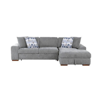 Homelegance Raife Gray Chenille Sectional Sofa with Pull-Out Bed and Storage 9624GY-22LRC