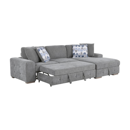Homelegance Raife Gray Chenille Sectional Sofa with Pull-Out Bed and Storage 9624GY-22LRC