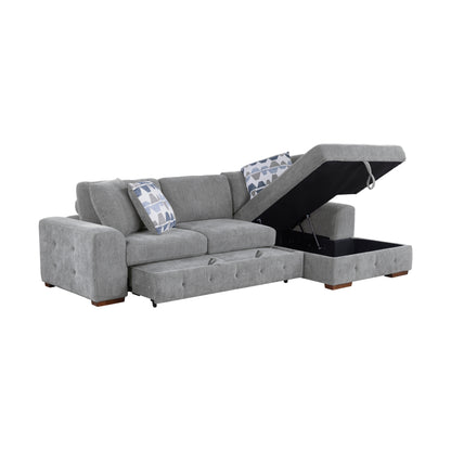 Homelegance Raife Gray Chenille Sectional Sofa with Pull-Out Bed and Storage 9624GY-22LRC