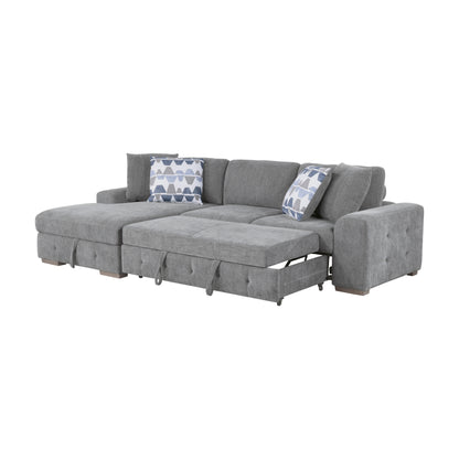 Homelegance Raife Sectional Sofa Soft Gray with Pull-Out Bed and Storage 9624GY-2LC2R