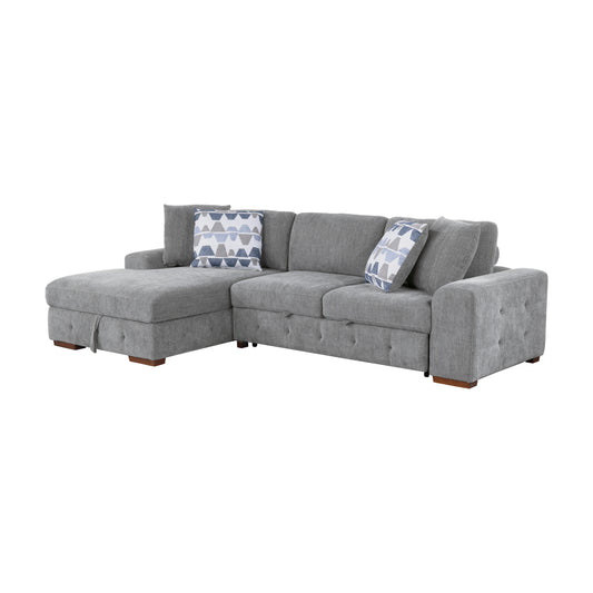 Homelegance Raife Sectional Sofa Soft Gray with Pull-Out Bed and Storage 9624GY-2LC2R