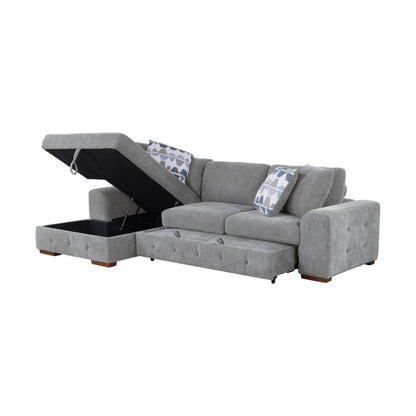 Homelegance Raife Sectional Sofa Soft Gray with Pull-Out Bed and Storage 9624GY-2LC2R