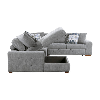 Homelegance Raife Sectional Sofa in Gray 9624GY-42RLC
