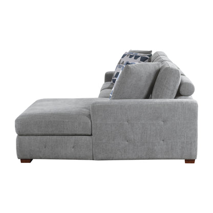Homelegance Raife Gray Chenille Sectional Sofa with Pull-Out Bed and Storage 9624GY-32LRC