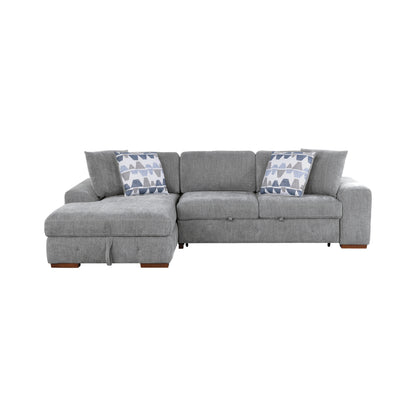 Homelegance Raife Gray Chenille Sectional Sofa with Pull-Out Bed and Storage 9624GY-3LC2R