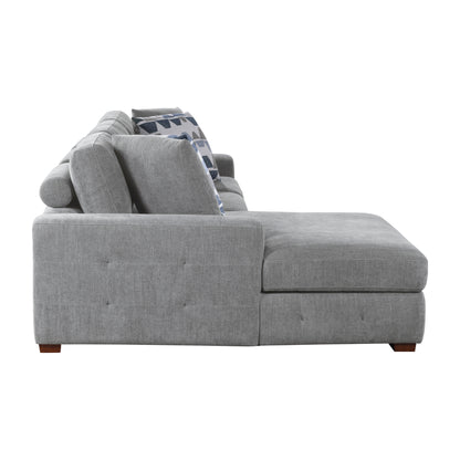 Homelegance Raife Gray Chenille Sectional Sofa with Pull-Out Bed and Storage 9624GY-3LC2R