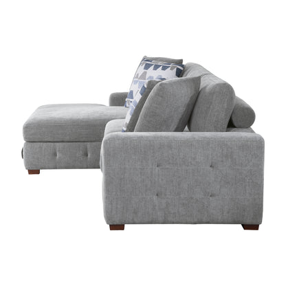 Homelegance Raife Gray Chenille Sectional Sofa with Pull-Out Bed and Storage 9624GY-3LC2R
