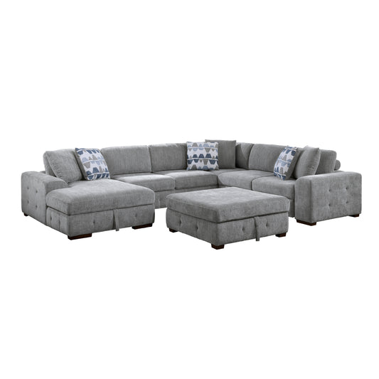 Homelegance Raife Sectional Sofa in Gray 9624GY-5LC2R for Stylish Living