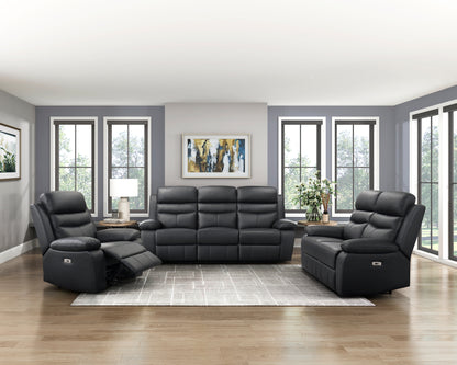 Homelegance Hancock Reclining Chair Power Recliner in Black 9628BLK-1PW