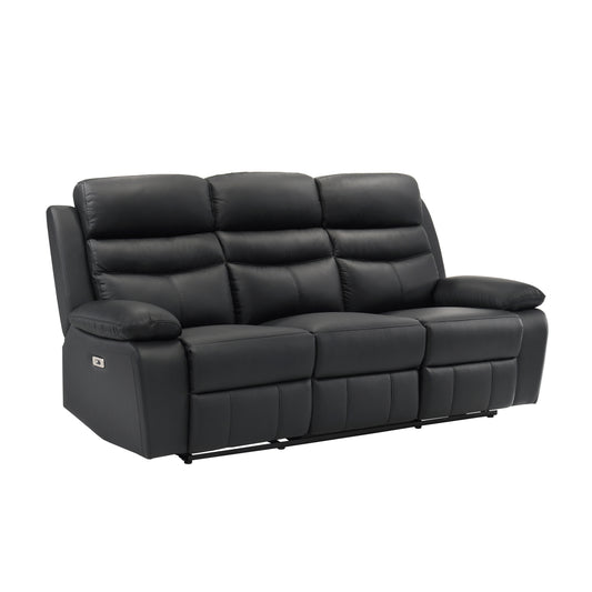 Homelegance Hancock Sectional Sofa Black Leather Power Recline 9628BLK-3PW