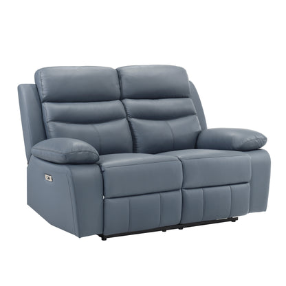 Homelegance Hancock Loveseat Power Reclining in Blue 9628BUE-2PW